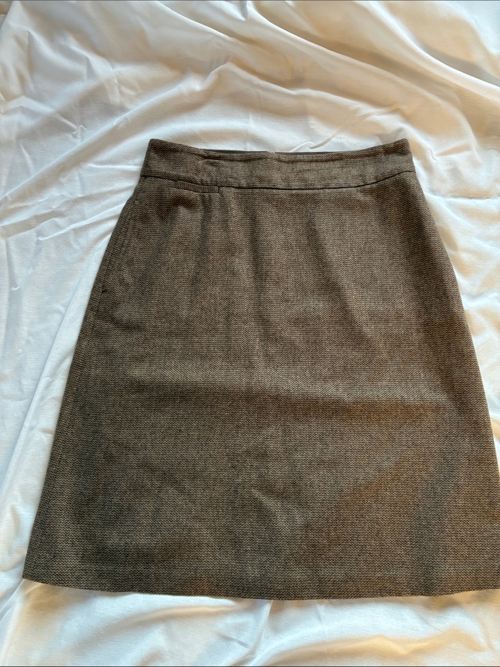 Vintage Lands' End Brown Tweed Wool A-Line Skirt, Size 10